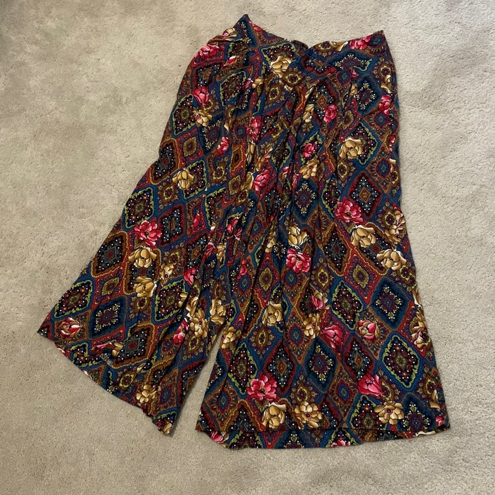 Vintage boho midi flowy pant skirt